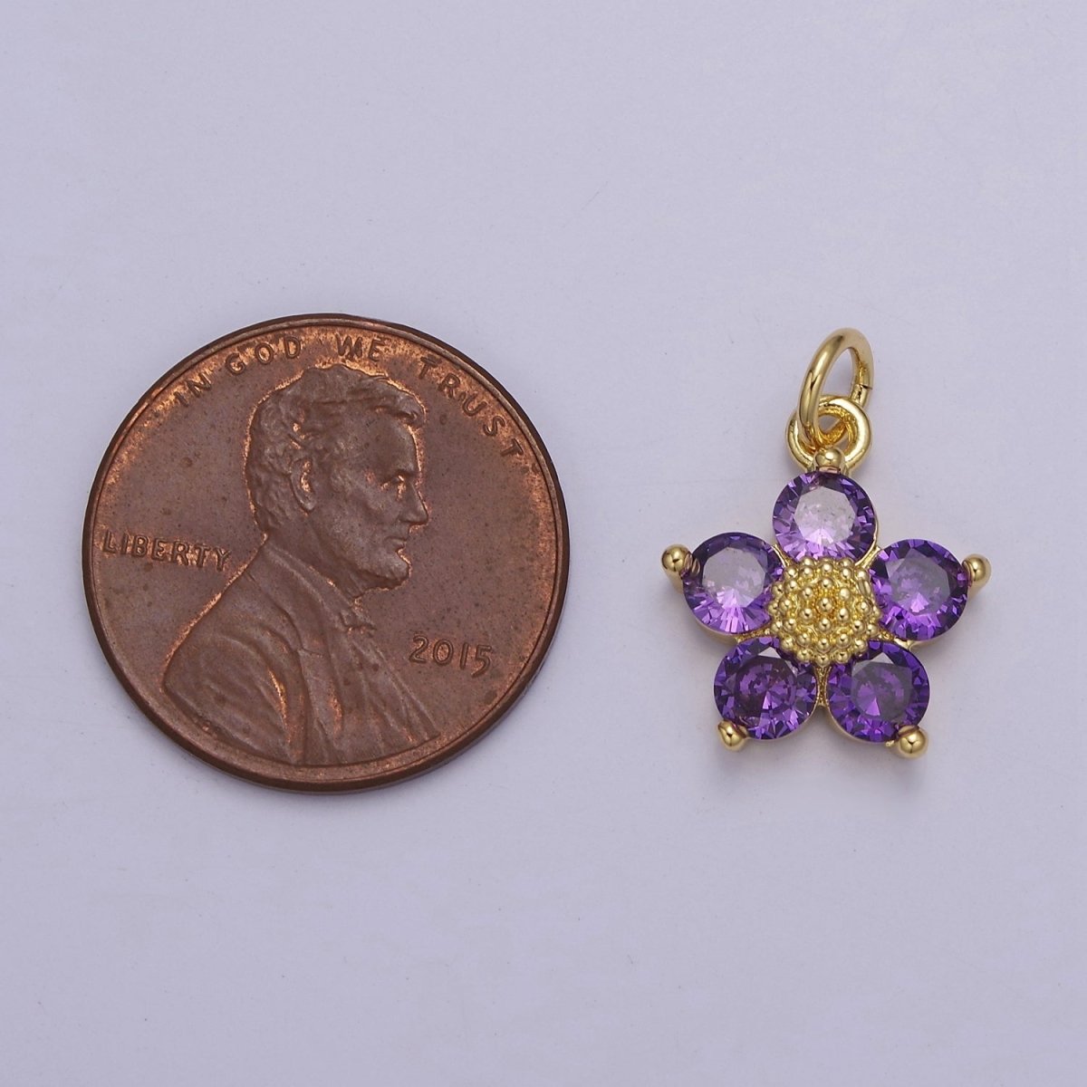 Mini Cubic Daisy Charm in 24k Gold Filled CZ Charm for Spring Jewelry Inspired E-550 E-551 E-639 E-640 E-641 - DLUXCA