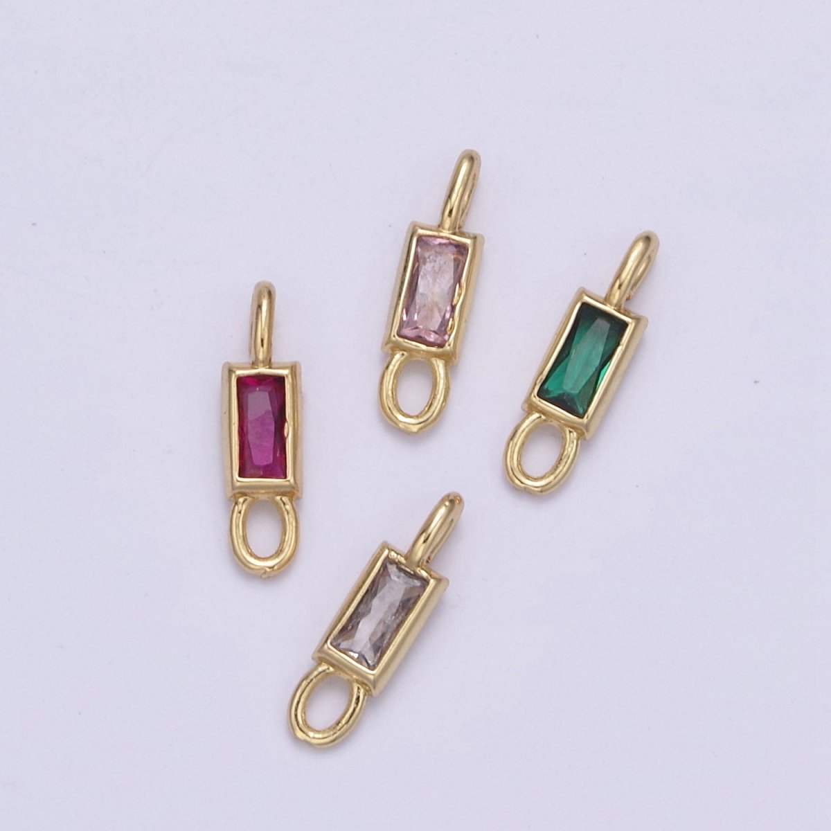 Mini Cz Charm 13.2x3.6mm Cubic Zirconia Link Connectors for jewelry Making Earring Necklace Bracelet connectors F-701~F-704 - DLUXCA