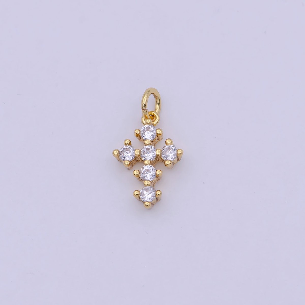 Mini CZ Gold Filled cross pendant, Tiny Cross Charm, DIY Religion Jewelry Making Findings N-415 N-416 - DLUXCA