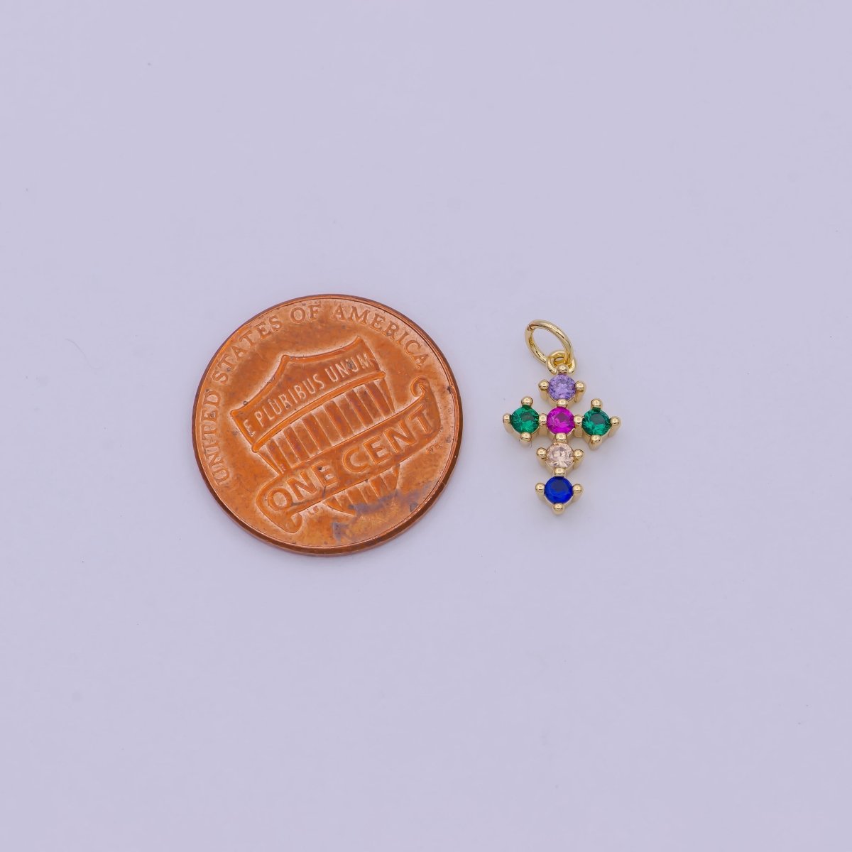 Mini CZ Gold Filled cross pendant, Tiny Cross Charm, DIY Religion Jewelry Making Findings N-415 N-416 - DLUXCA