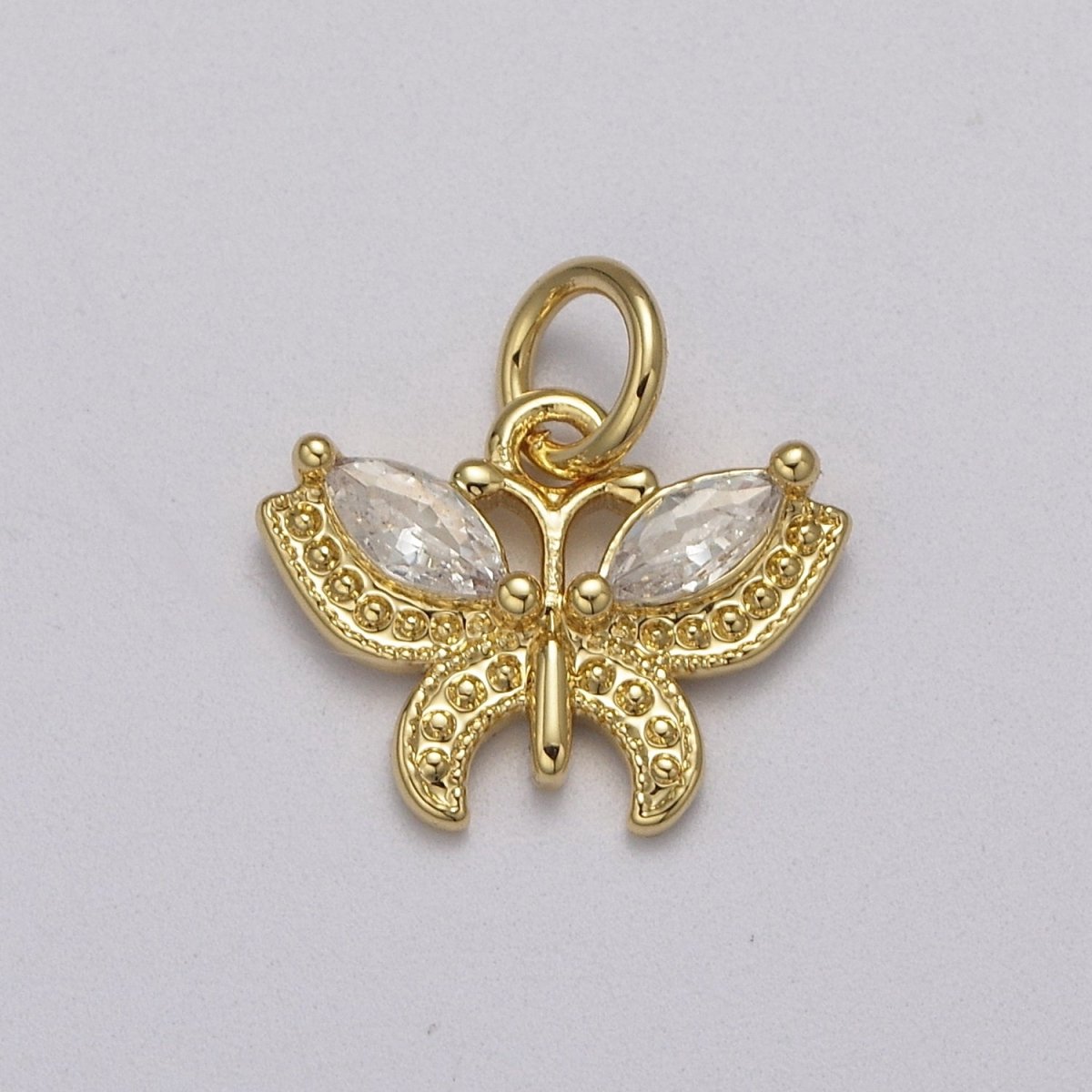 Mini CZ Micro Pave Butterfly Pendant Pink, Clear, Blue, Green Purple Cubic Zirconia Pave Mariposa add on Charm E-725 E-726 E-727 E-728 E-729 - DLUXCA