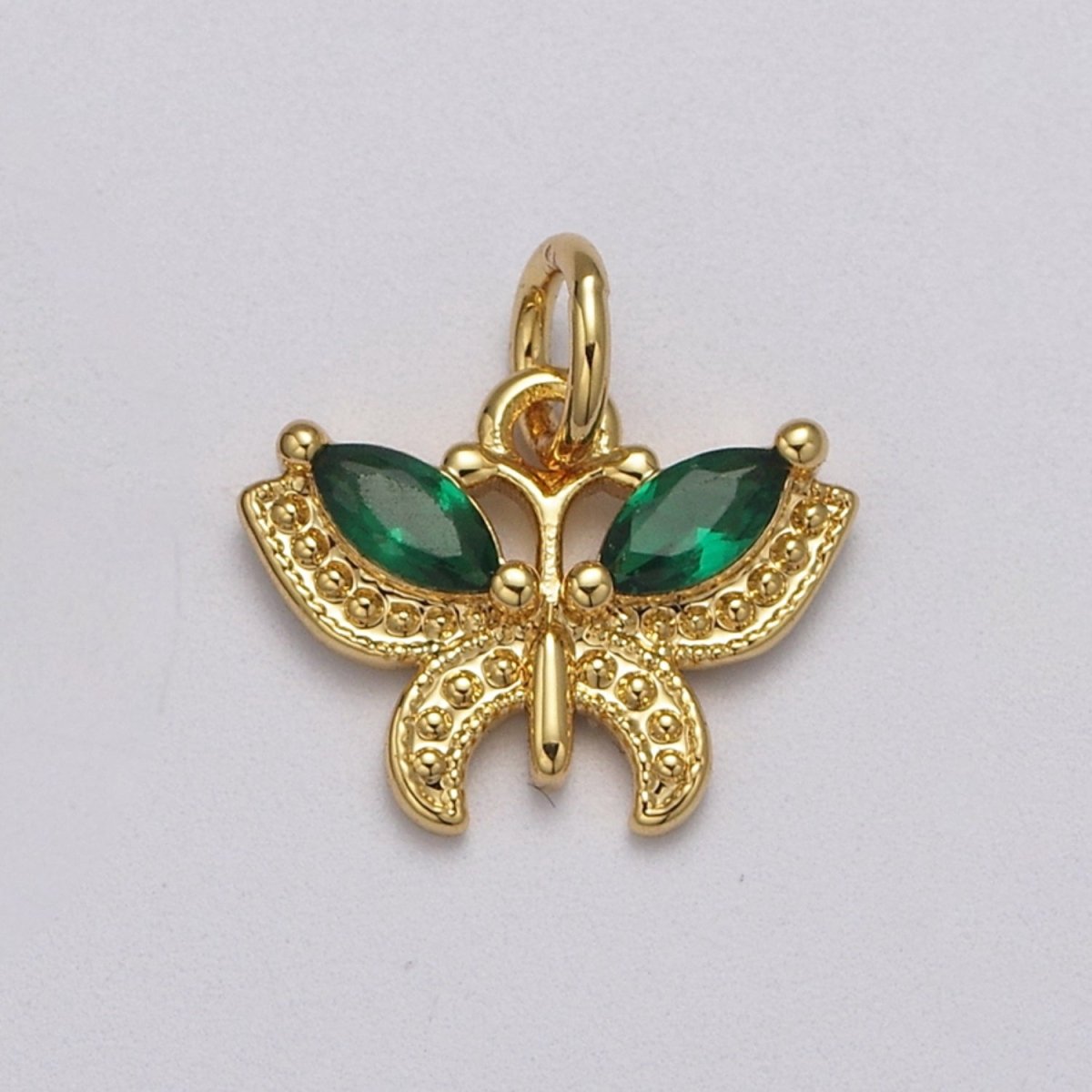 Mini CZ Micro Pave Butterfly Pendant Pink, Clear, Blue, Green Purple Cubic Zirconia Pave Mariposa add on Charm E-725 E-726 E-727 E-728 E-729 - DLUXCA