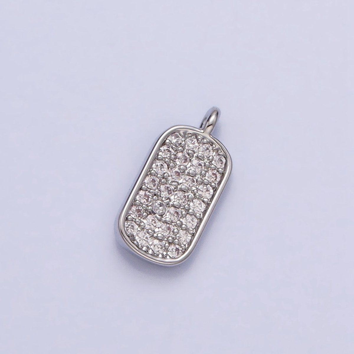 Mini CZ Micro Pave Military Tag Charm, Gold Plated Cubic Zirconia Pave Dog Tag Pendant AC737 AC738 - DLUXCA