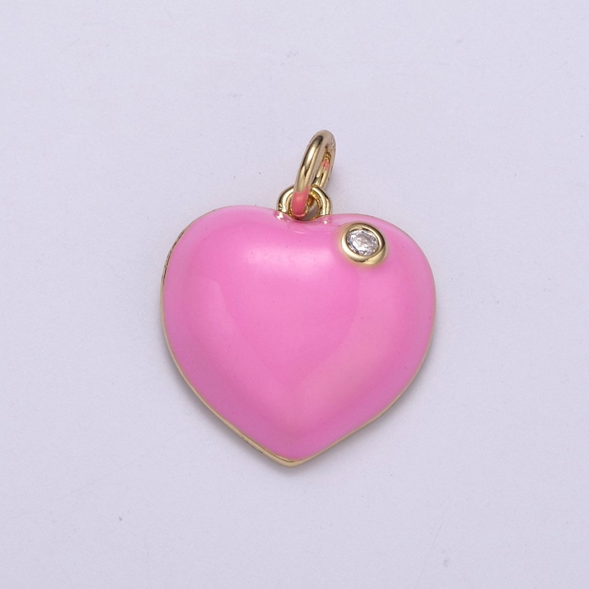 Mini Enamel Heart Charm in Green, Black, Pink, Red Enamel Charms, 14K Gold Filled Heart Charm Colorful N-222 - N-225 - DLUXCA