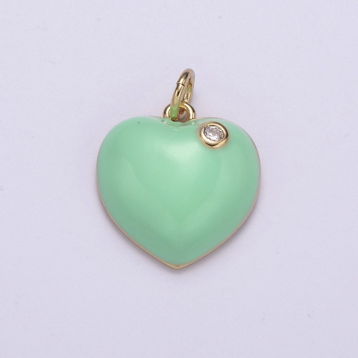 Mini Enamel Heart Charm in Green, Black, Pink, Red Enamel Charms, 14K Gold Filled Heart Charm Colorful N-222 - N-225 - DLUXCA