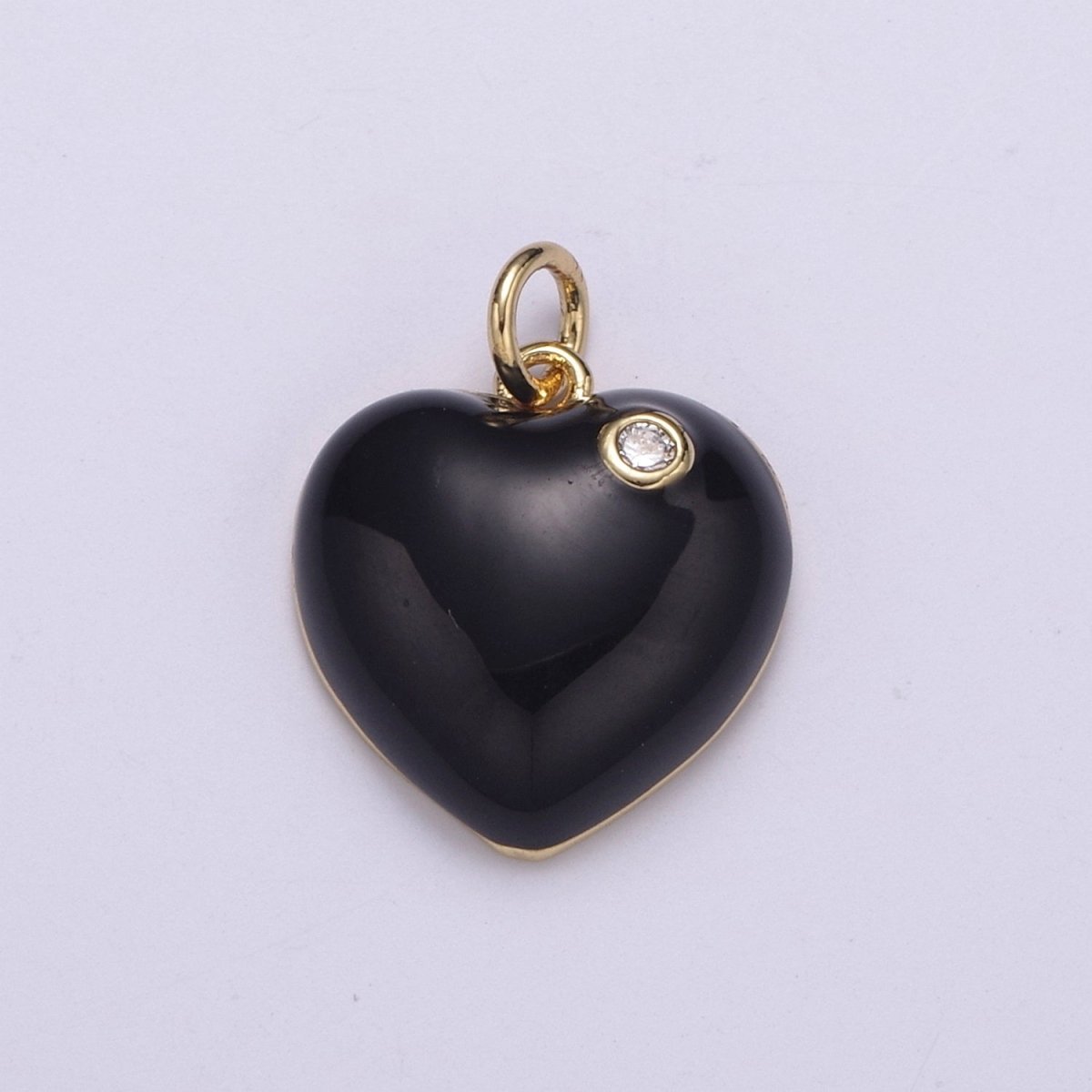 Mini Enamel Heart Charm in Green, Black, Pink, Red Enamel Charms, 14K Gold Filled Heart Charm Colorful N-222 - N-225 - DLUXCA