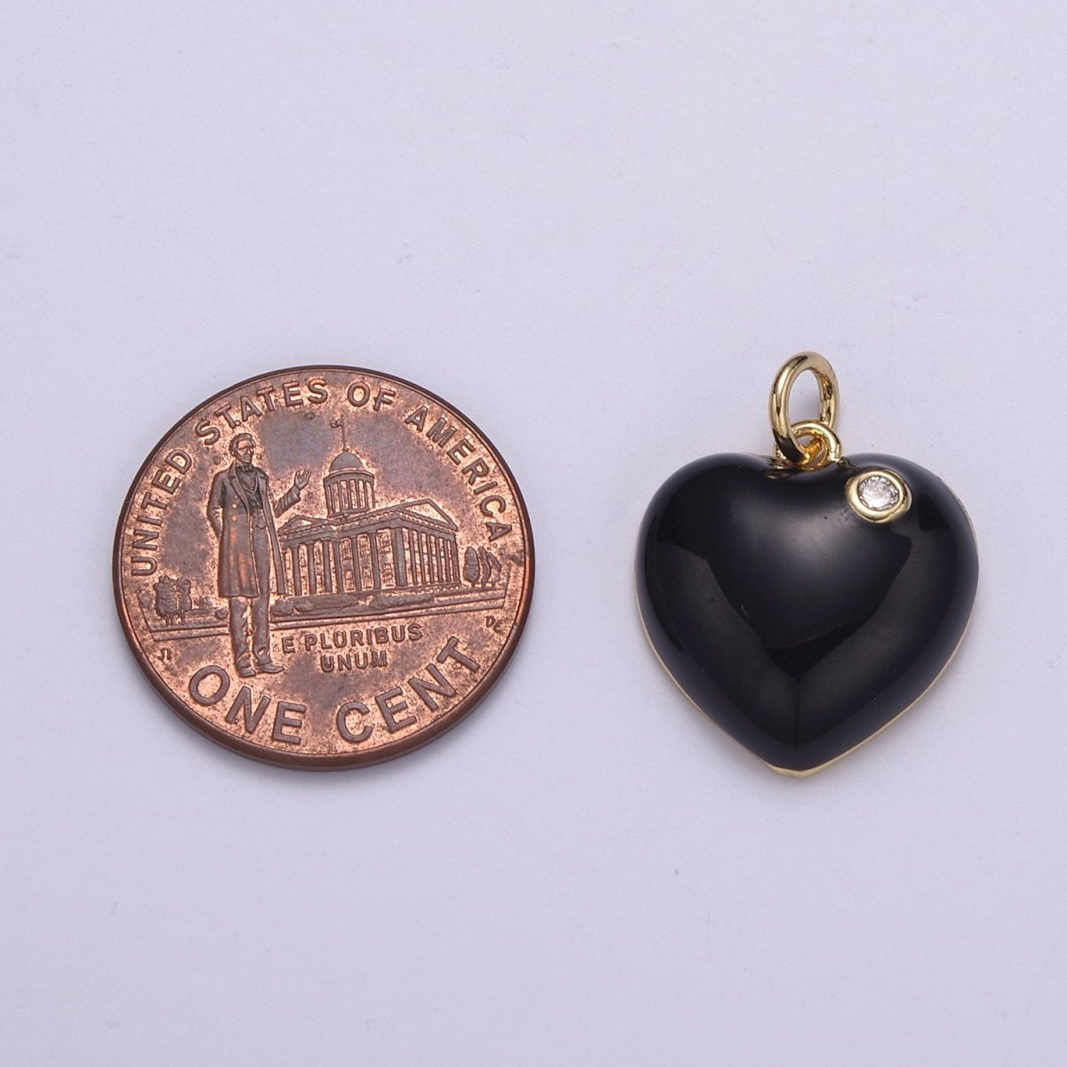 Mini Enamel Heart Charm in Green, Black, Pink, Red Enamel Charms, 14K Gold Filled Heart Charm Colorful N-222 - N-225 - DLUXCA