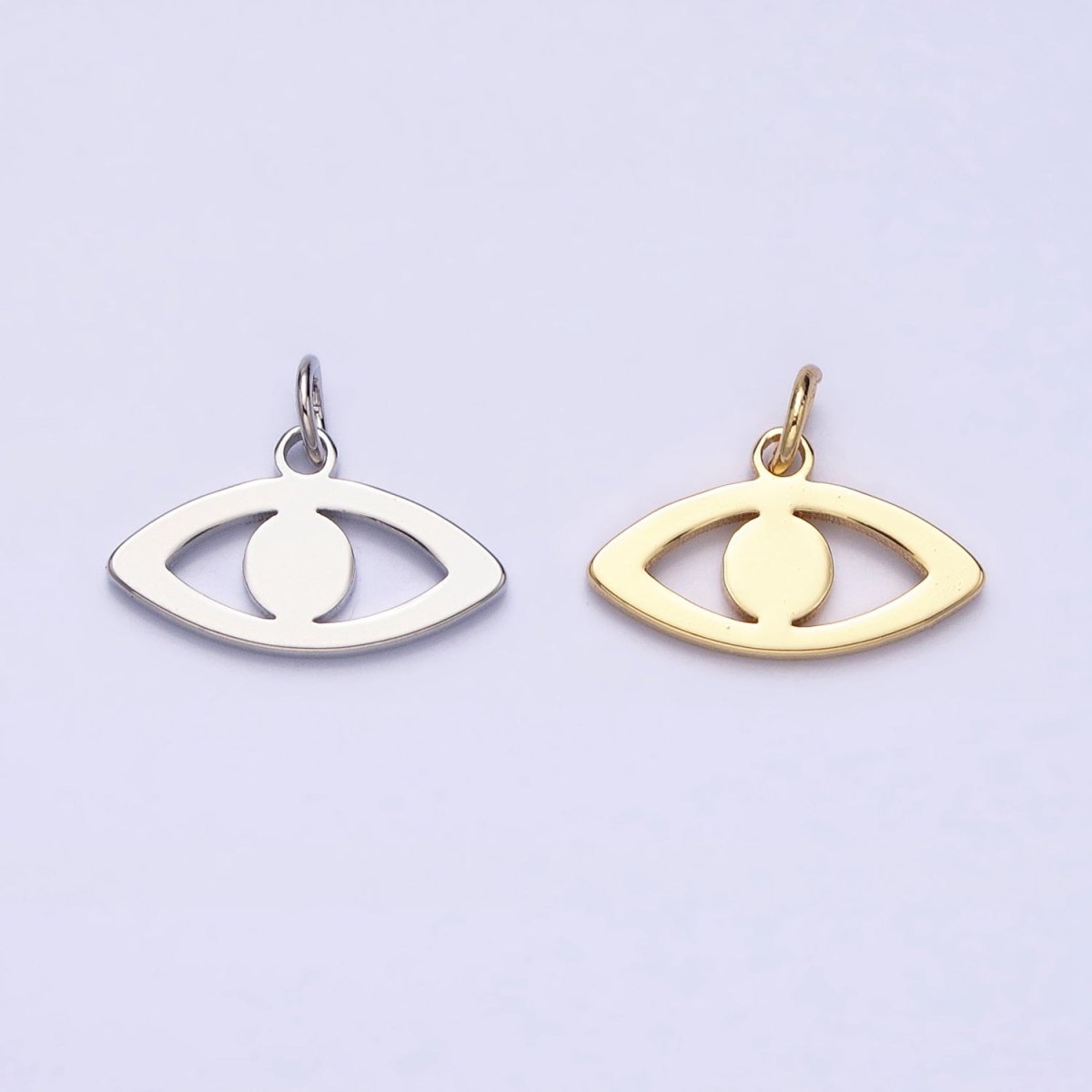 Mini Evil Eye Charm Laser Cut Gold, Silver Eye Charm Minimalist Jewelry AC564 AC566 - DLUXCA