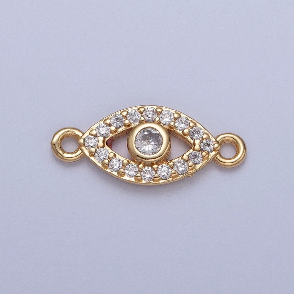Mini Evil Eye Charms for Necklace Bracelet Earring Making Supplies 24K Gold Filled Micro Pave Eye Charm Connector G-932 - DLUXCA