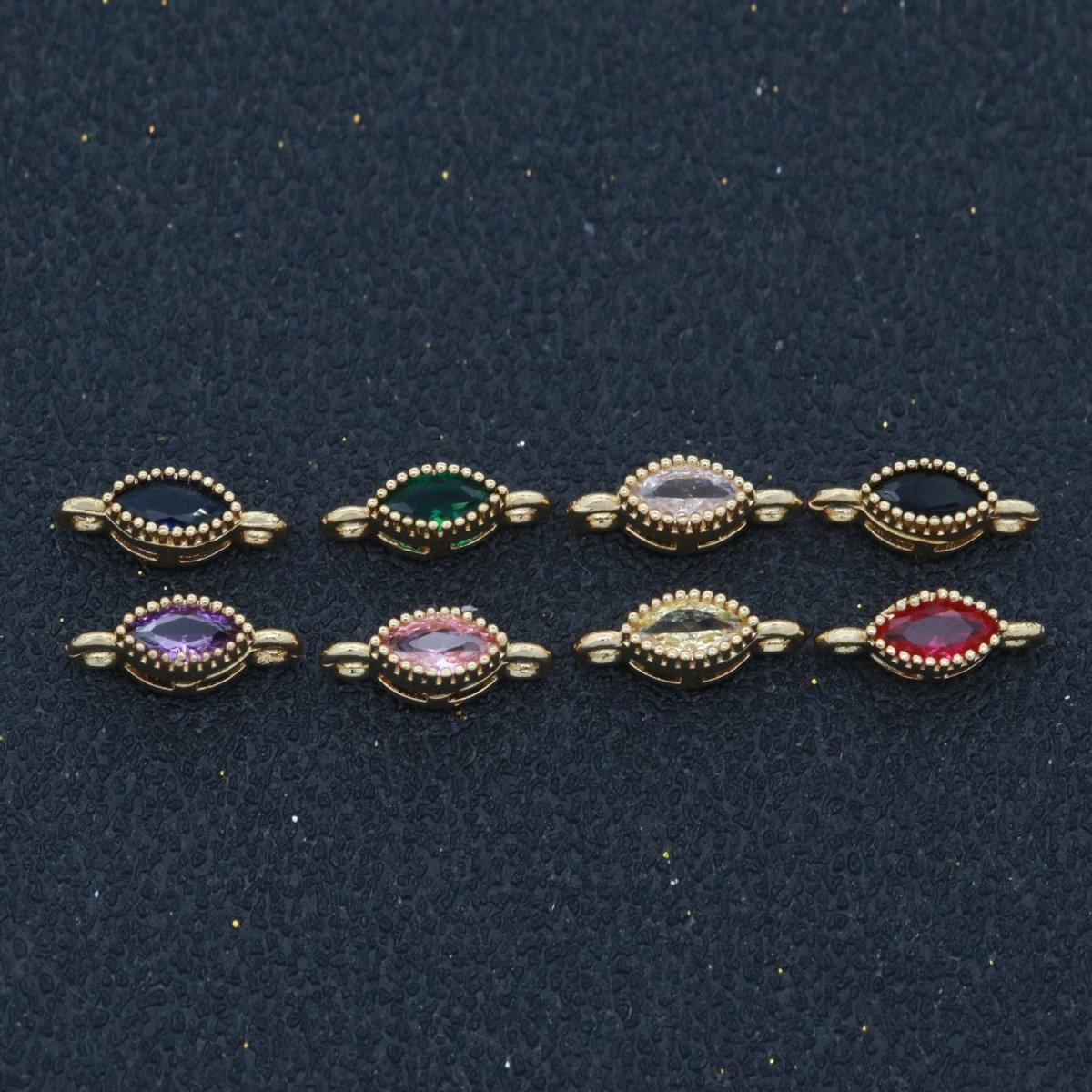 Mini Eye Charm Connector Cubic Cz Colorful Link Connector for Necklace Bracelet Earring Supply F-924~F-931 - DLUXCA
