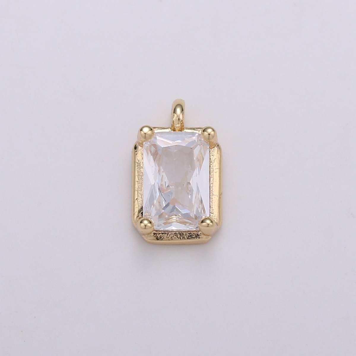 Mini Geometric Charm 18K Gold Filled Tiny Square CZ Charm Micro Pave Charm Pendant for bracelet ...