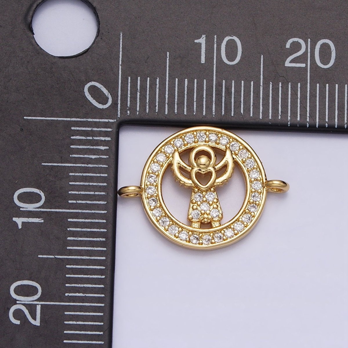 Mini Gold Angel Charm Connector Micro Pave Guardian Angel Link Connector for Bracelet AA922 - DLUXCA
