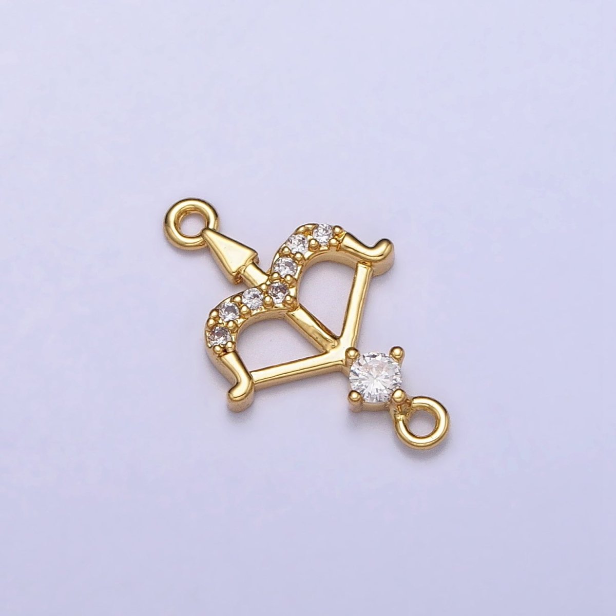 Mini Gold Arrow with Micro Pave cz Crystal Gold Charm Connector Sagittarius Charm | AA987 AA988 - DLUXCA