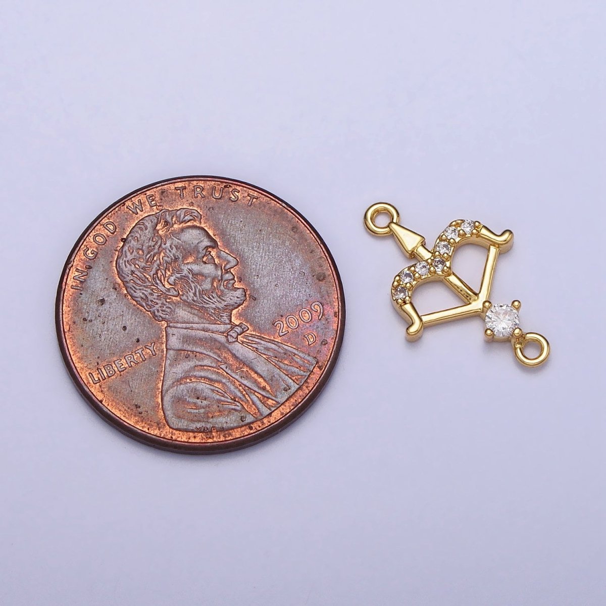 Mini Gold Arrow with Micro Pave cz Crystal Gold Charm Connector Sagittarius Charm | AA987 AA988 - DLUXCA