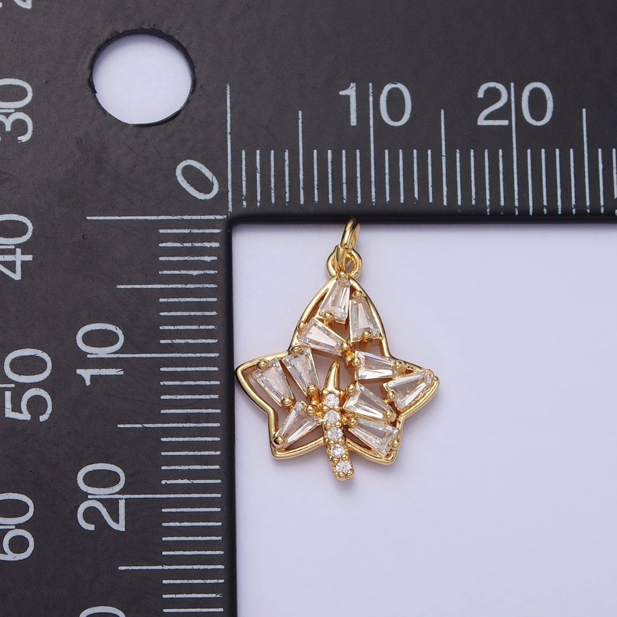 Mini Gold Baguette Cz Stone Charm Maple Leaf Charm Silver Nature Pendant AC480 AC481 - DLUXCA