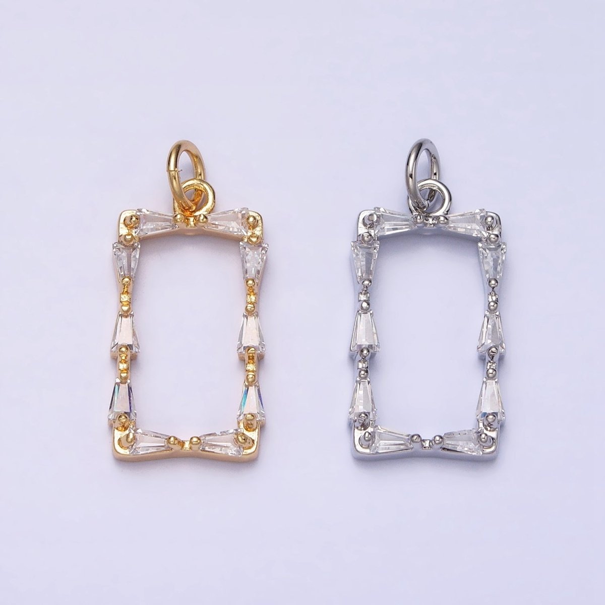 Mini Gold Baguette CZ Stone Geometric Rectangle Charm Pendant AC498 AC499 - DLUXCA