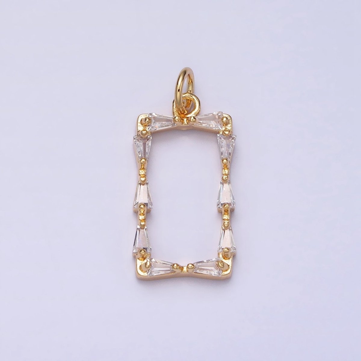 Mini Gold Baguette CZ Stone Geometric Rectangle Charm Pendant AC498 AC499 - DLUXCA