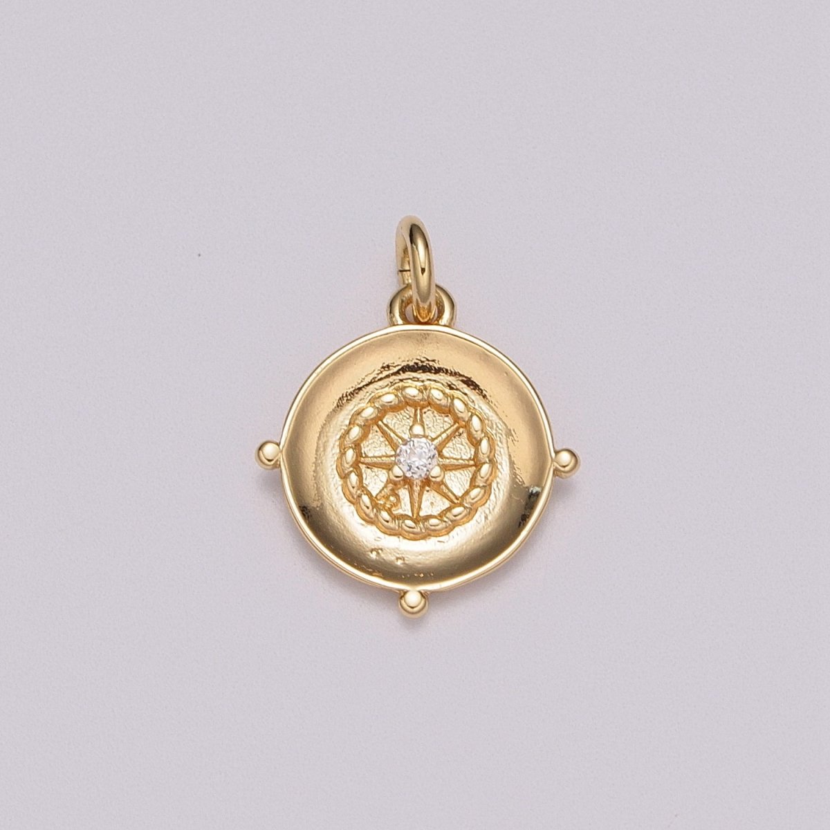 Mini Gold Compass Charm Micro Pave North Star Charm Minimalist Jewelry Pendant for Necklace Bracelet Component M-787 - DLUXCA