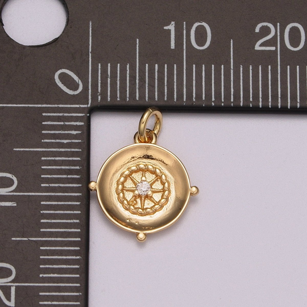 Mini Gold Compass Charm Micro Pave North Star Charm Minimalist Jewelry Pendant for Necklace Bracelet Component M-787 - DLUXCA