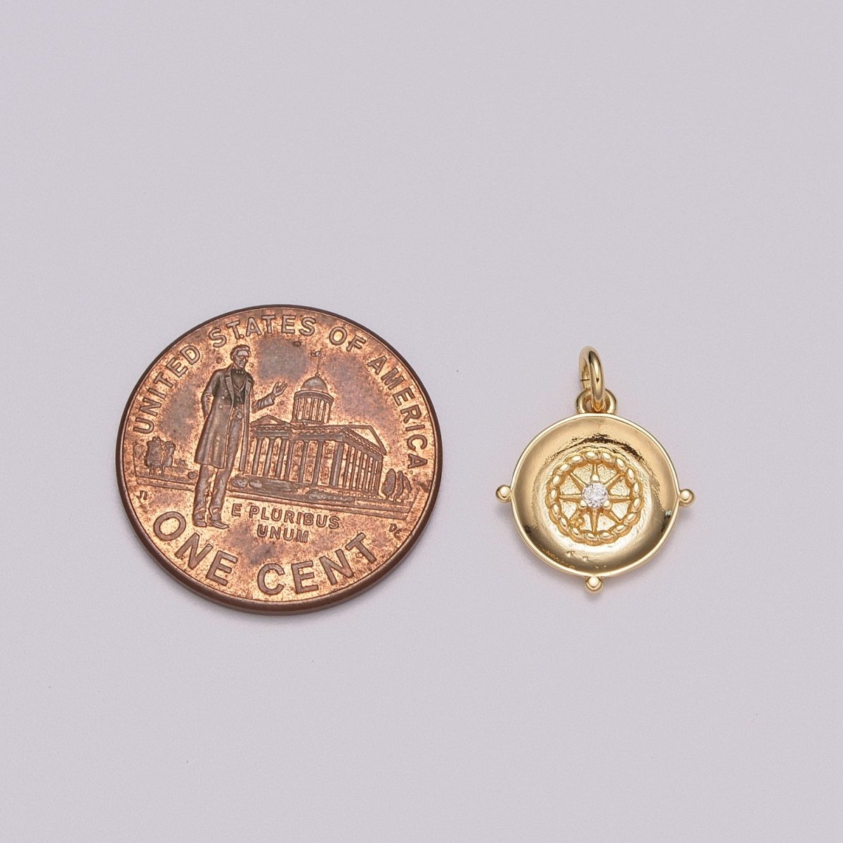 Mini Gold Compass Charm Micro Pave North Star Charm Minimalist Jewelry Pendant for Necklace Bracelet Component M-787 - DLUXCA