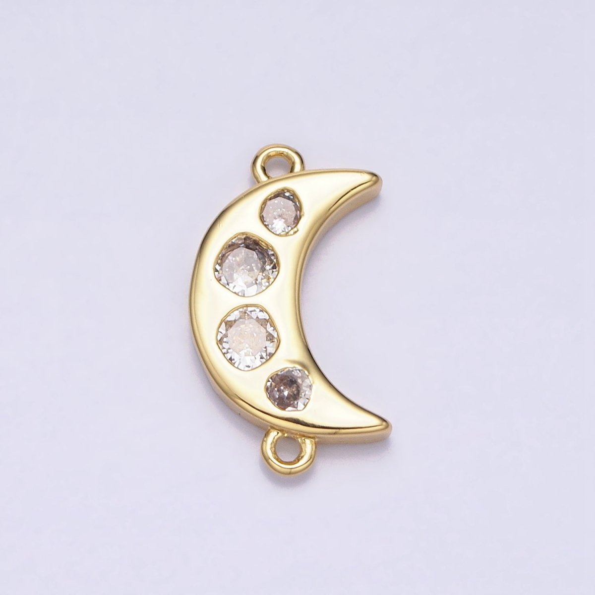 Mini Gold Crescent Moon Charm Connector for Celestial Jewelry Component AA924 - DLUXCA