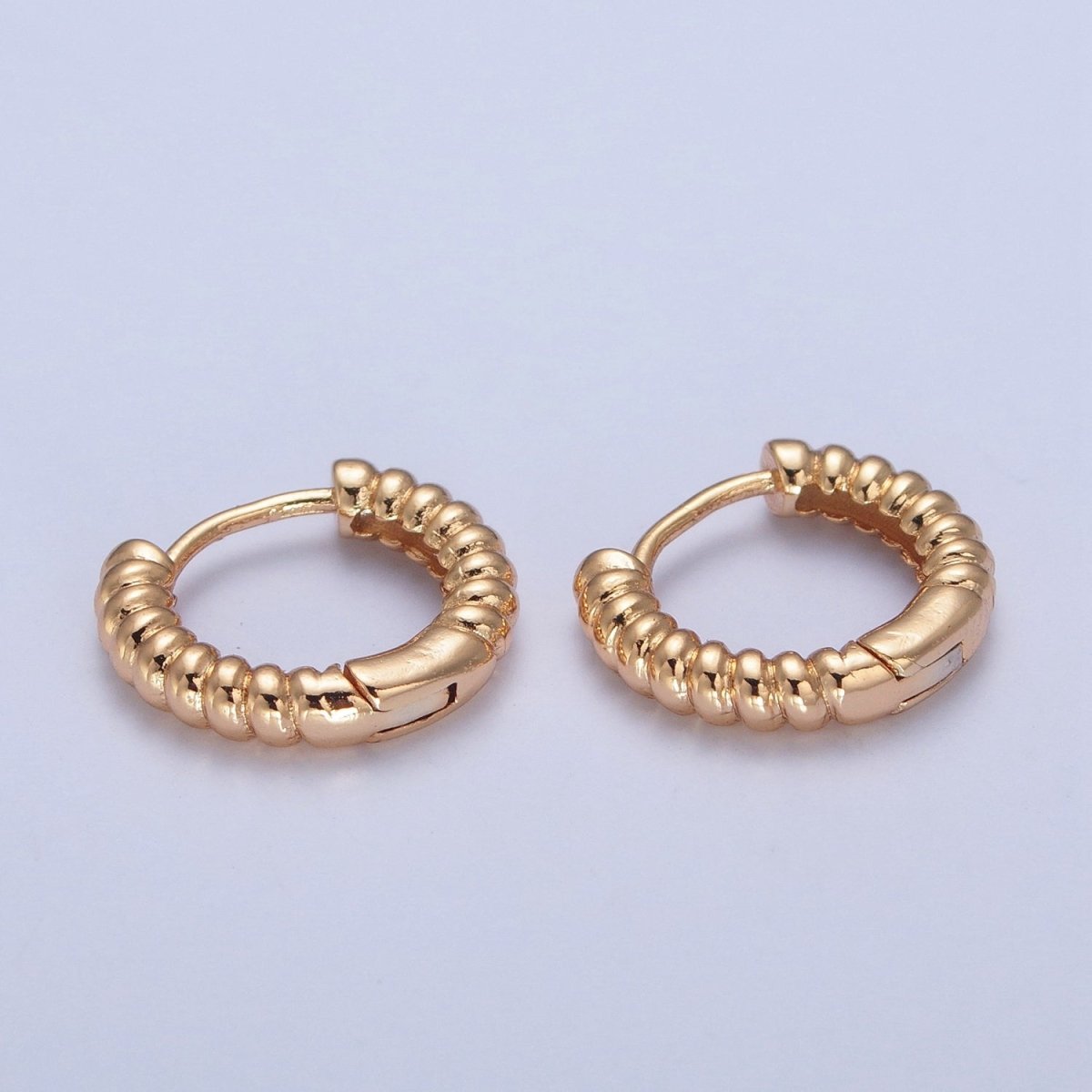Mini Gold Croissant Twist Hoops Earrings P-398 - DLUXCA