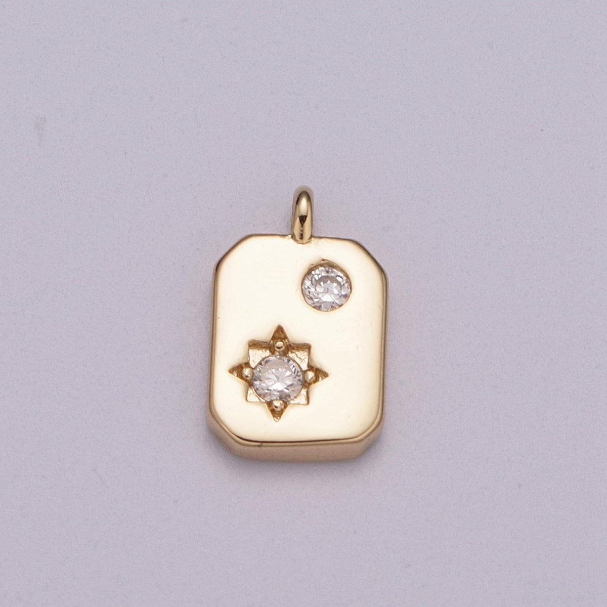 Mini Gold Cubic Star Charm Tag Pendant, CZ North Star Pendant, Add on Charm Bracelet Necklace Pendant M-778 - DLUXCA