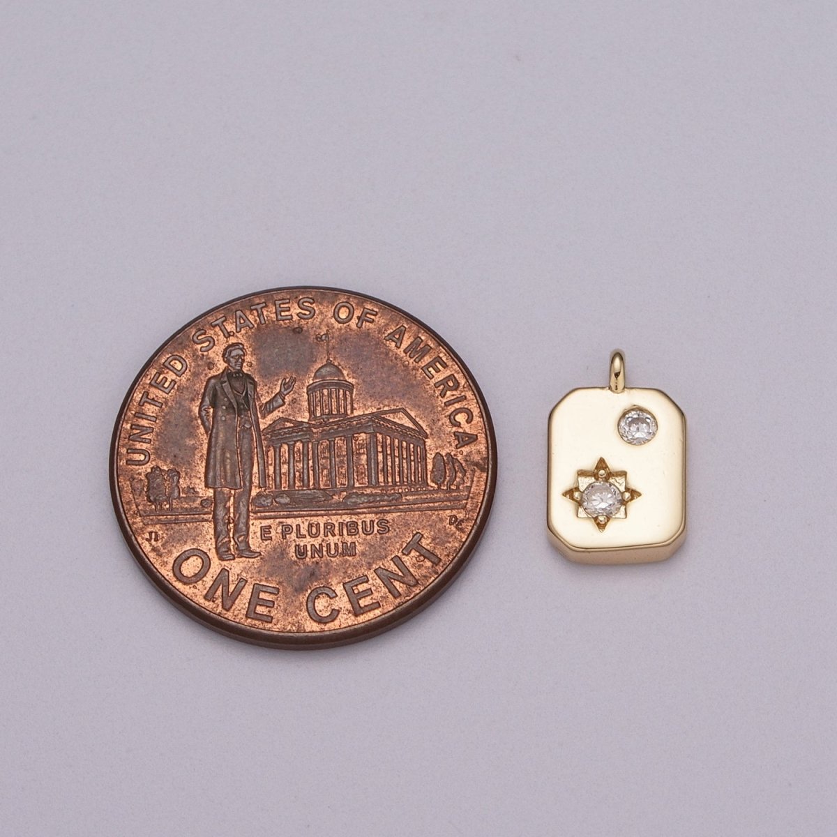 Mini Gold Cubic Star Charm Tag Pendant, CZ North Star Pendant, Add on Charm Bracelet Necklace Pendant M-778 - DLUXCA