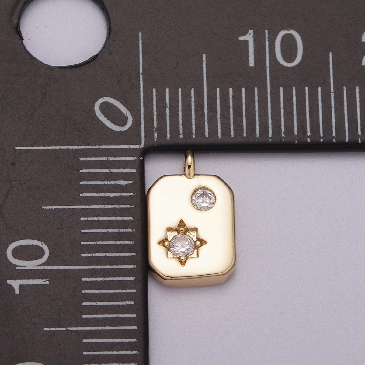 Mini Gold Cubic Star Charm Tag Pendant, CZ North Star Pendant, Add on Charm Bracelet Necklace Pendant M-778 - DLUXCA