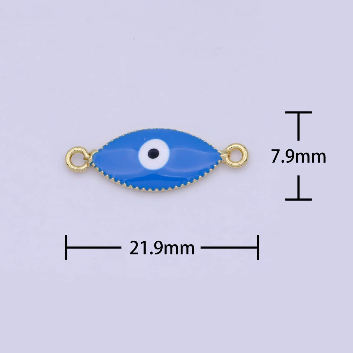 Mini Gold Evil Eye Charm Connector Blue Enamel Eye Link Connector G-922 - DLUXCA