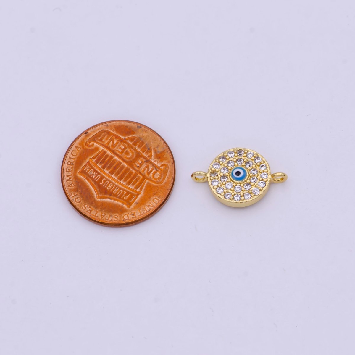 Mini Gold Evil Eye Connector for Bracelet, Necklace Earring Supply N-113 - DLUXCA