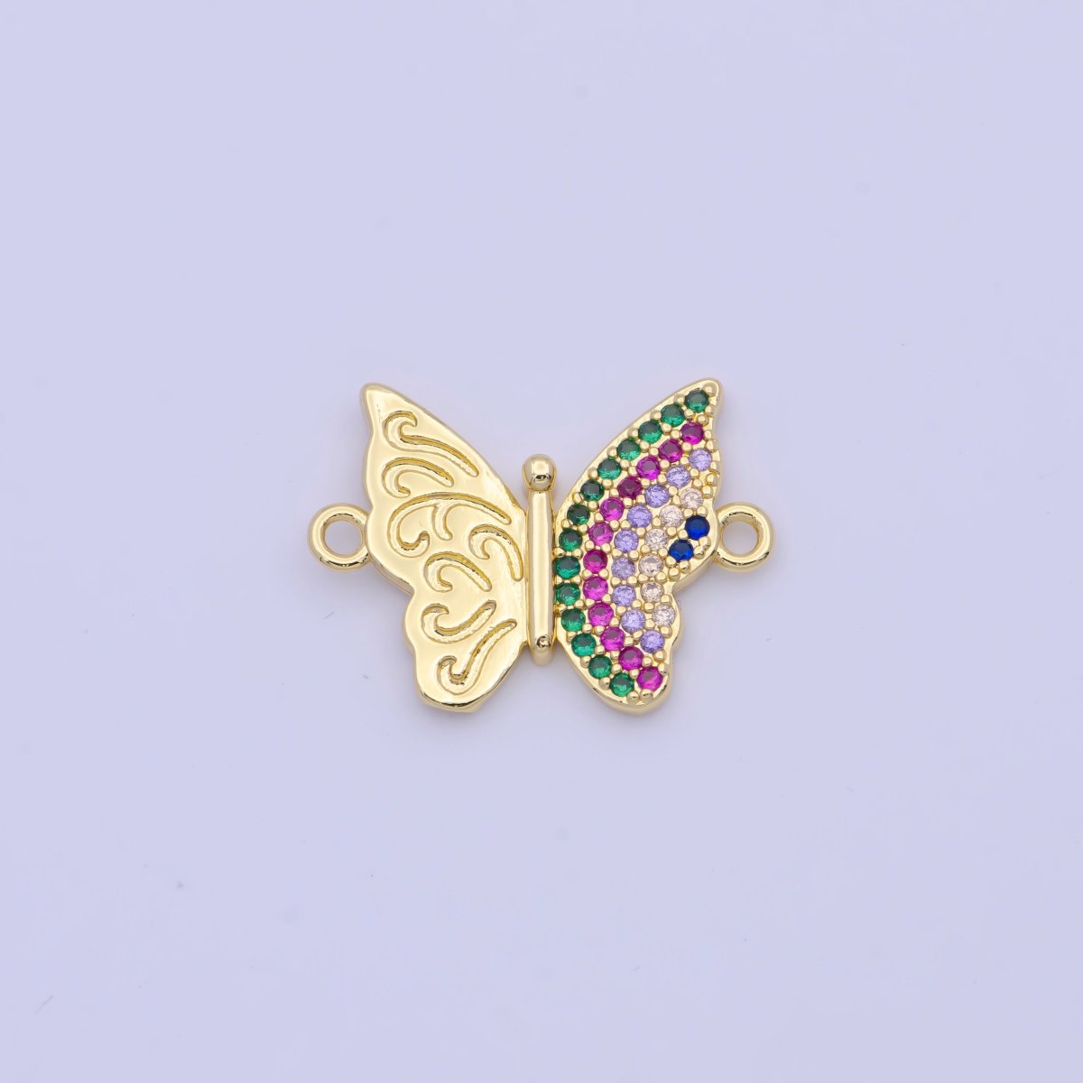 Mini Gold Filled Butterfly Charm Connector Micro Pave Monarch Link Connector for Bracelet Necklace Supply G-557 - DLUXCA