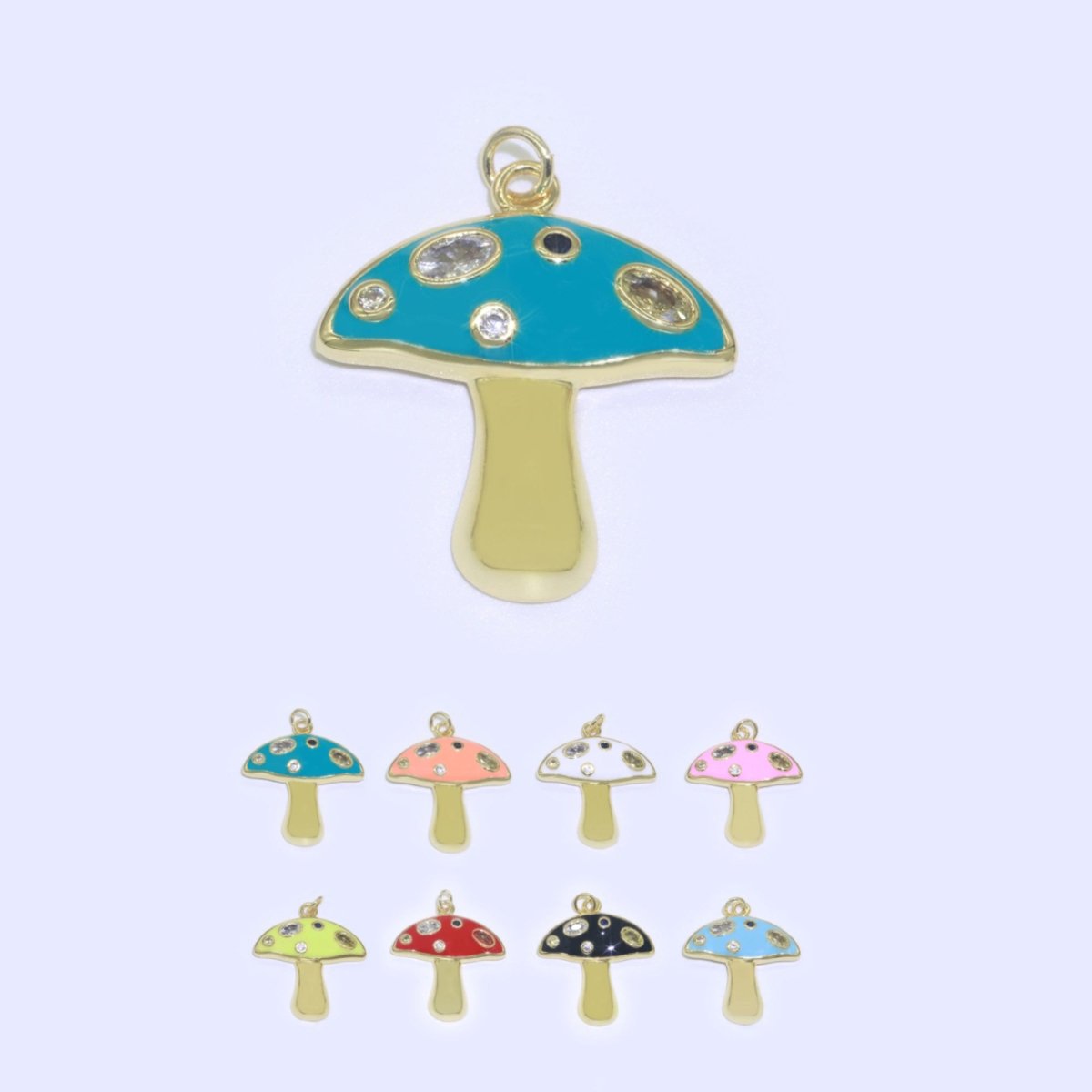 Mini Gold Filled Mushroom Charms, Enamel Magic Mushroom Pendant for Necklace Fantasy Celestial Jewelry for Statement Necklace M-410 - M-417 - DLUXCA