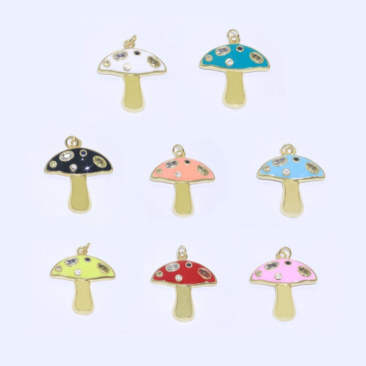 Mini Gold Filled Mushroom Charms, Enamel Magic Mushroom Pendant for Necklace Fantasy Celestial Jewelry for Statement Necklace M-410 - M-417 - DLUXCA