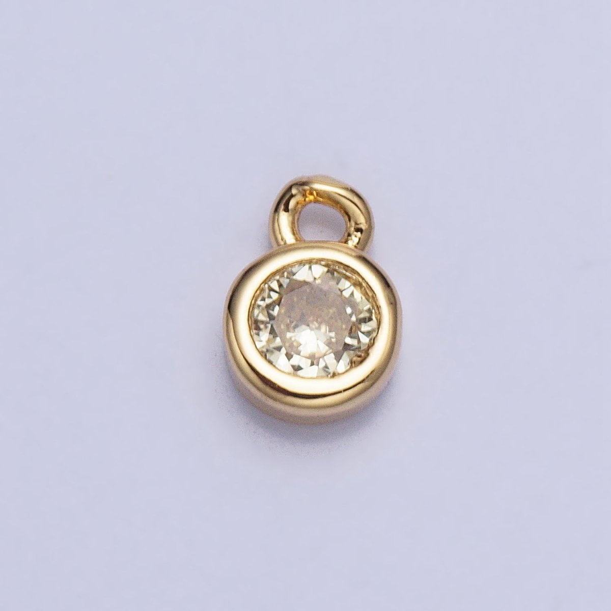 Mini Gold Full Brilliant Cut Cubic Zirconia Bezel Cut Charm Pendant for add on charm AC482 - AC489 - DLUXCA
