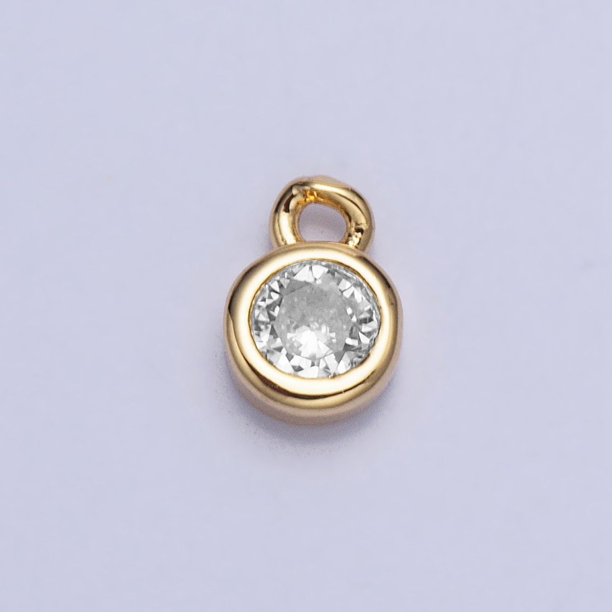 Mini Gold Full Brilliant Cut Cubic Zirconia Bezel Cut Charm Pendant for add on charm AC482 - AC489 - DLUXCA