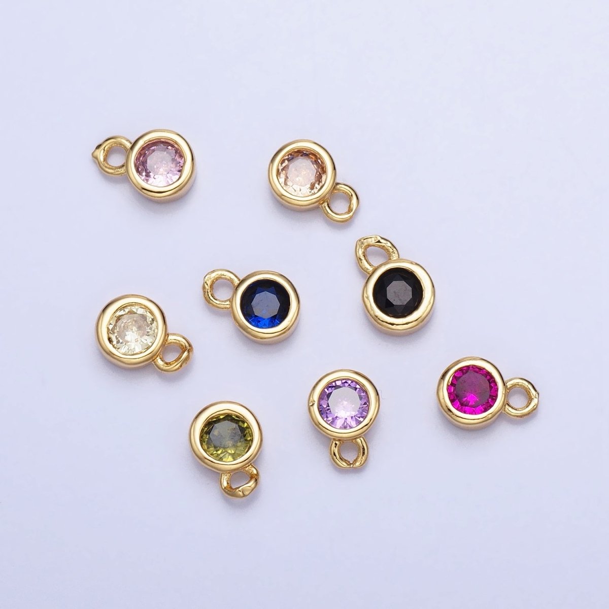 Mini Gold Full Brilliant Cut Cubic Zirconia Bezel Cut Charm Pendant for add on charm AC482 - AC489 - DLUXCA