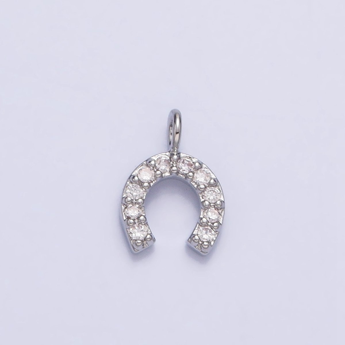 Mini Gold Horsehose Charm Micro Pave Silver Horse Shoe Pendant add on Charm AC-759 AC-760 - DLUXCA