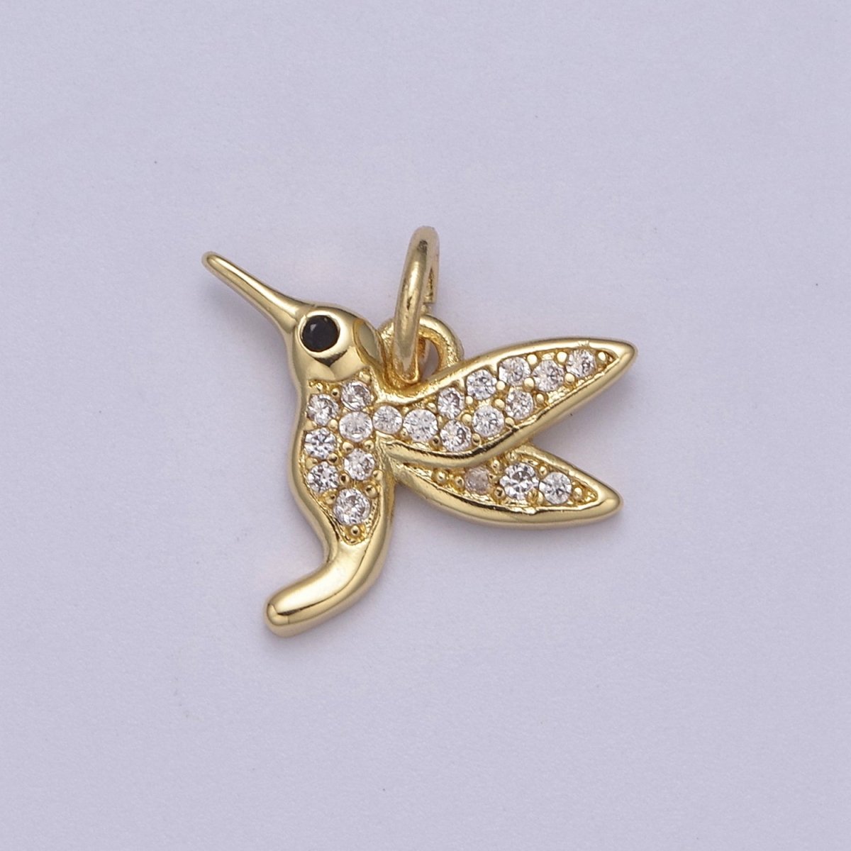 Mini gold Hummingbird pendant 14k gold Filled Bird colibri Charm Friend Minimalist Layering Necklaces, Hummingbird Jewelry N-387 - DLUXCA