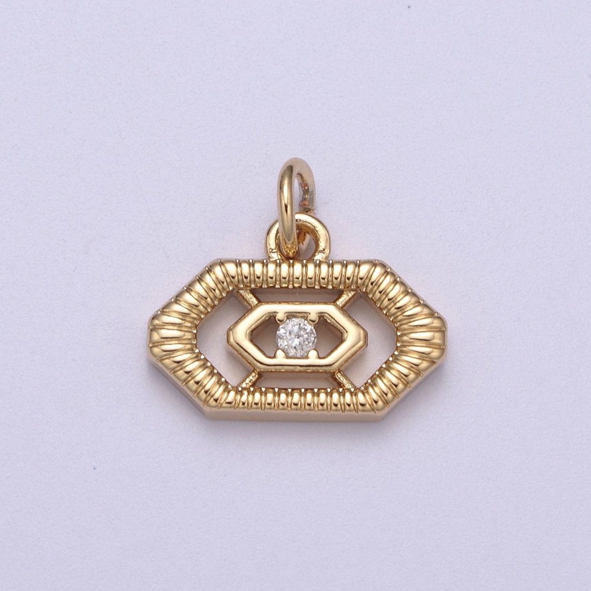 Mini Gold Octagon CZ Charm Add on Charm for Bracelet Necklace N-298 - DLUXCA