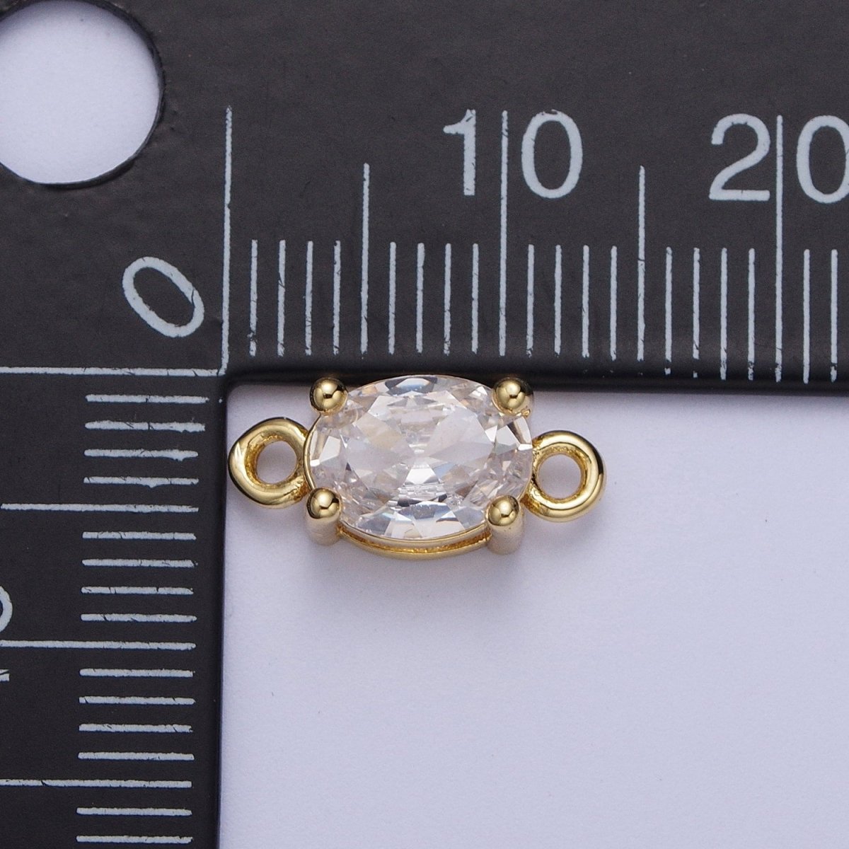 Mini Gold Oval Charm Connector for Necklace Bracelet Earring Link Connector Pink Clear CZ Stone Finding G-571 G-572 - DLUXCA