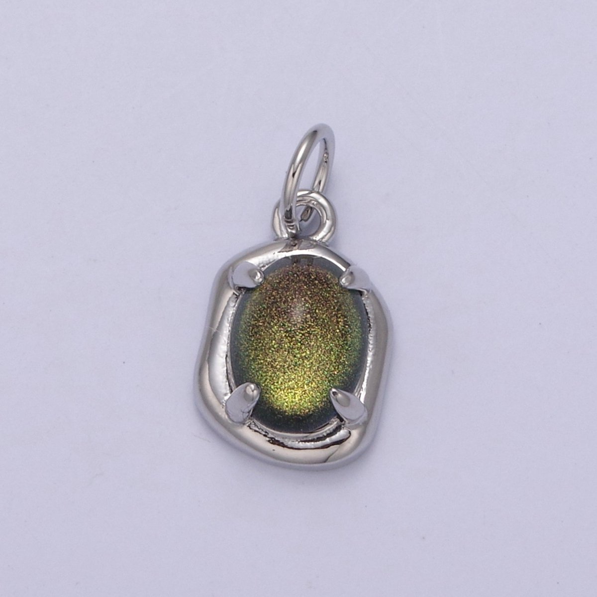 Mini Gold Oval Charm with Opal Stone for Minimalist Jewelry N-464 N-465 N-466 N-467 - DLUXCA