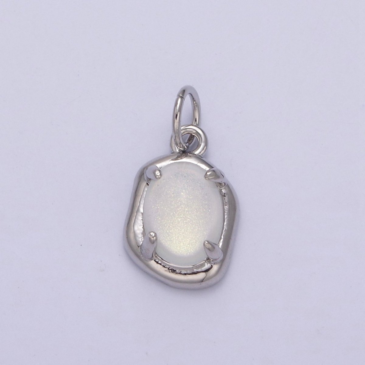 Mini Gold Oval Charm with Opal Stone for Minimalist Jewelry N-464 N-465 N-466 N-467 - DLUXCA