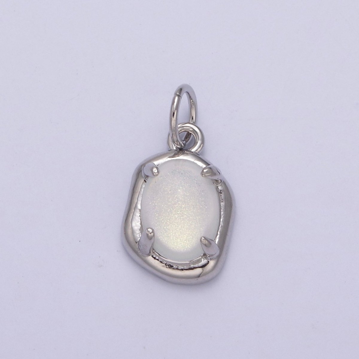 Mini Gold Oval Charm with Opal Stone for Minimalist Jewelry N-464 N-465 N-466 N-467 - DLUXCA