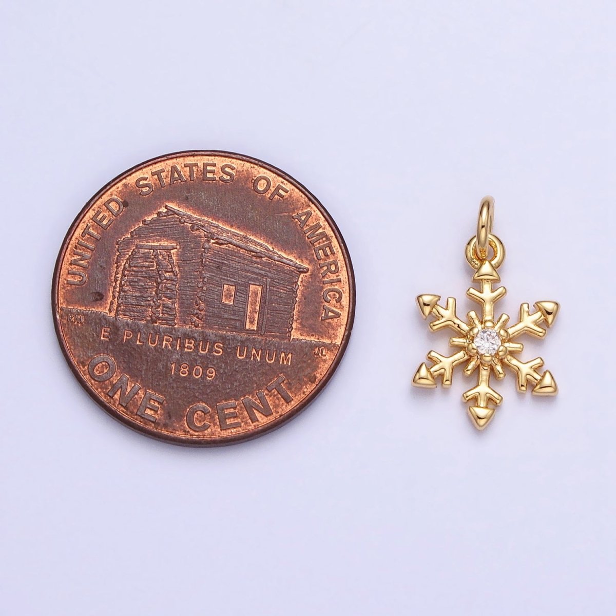 Mini Gold plated Winter Cubic Snow Flake Charm Small Silver Snow Flake Pendant AC721 AC722 - DLUXCA