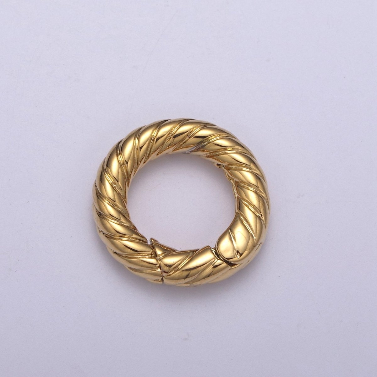Mini Gold Push Gate ring, 15mm Round Twisted Rope Ring Charm Holder L-598 L-599 - DLUXCA