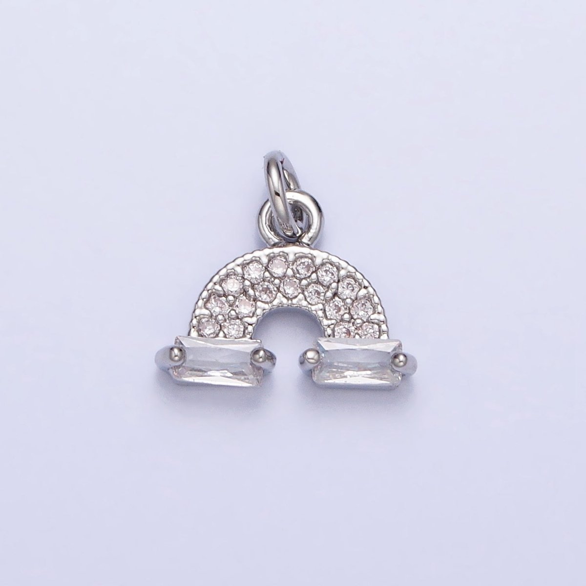 Mini Gold Rainbow Charm Silver Cloud Rainbow Micro Pave Cz Stone Pendant AC723 AC724 - DLUXCA