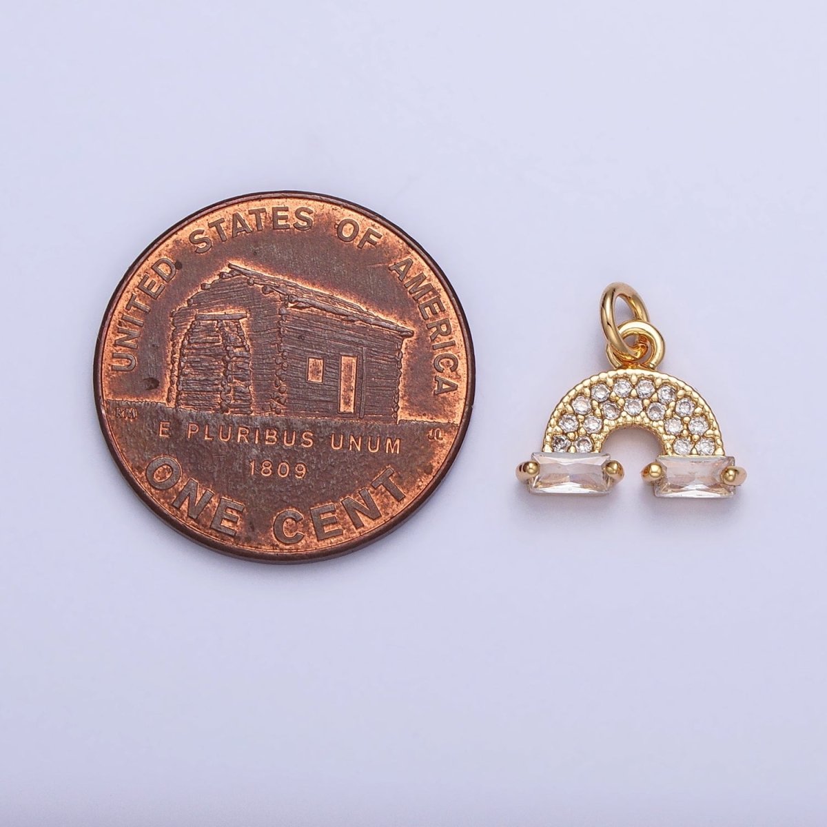 Mini Gold Rainbow Charm Silver Cloud Rainbow Micro Pave Cz Stone Pendant AC723 AC724 - DLUXCA