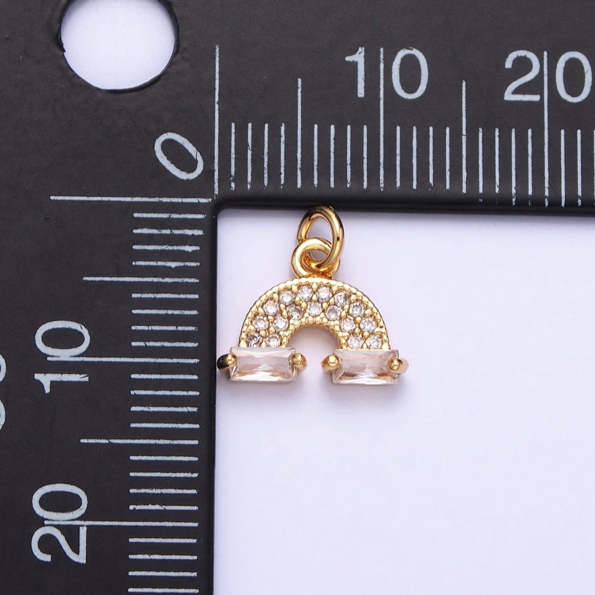 Mini Gold Rainbow Charm Silver Cloud Rainbow Micro Pave Cz Stone Pendant AC723 AC724 - DLUXCA