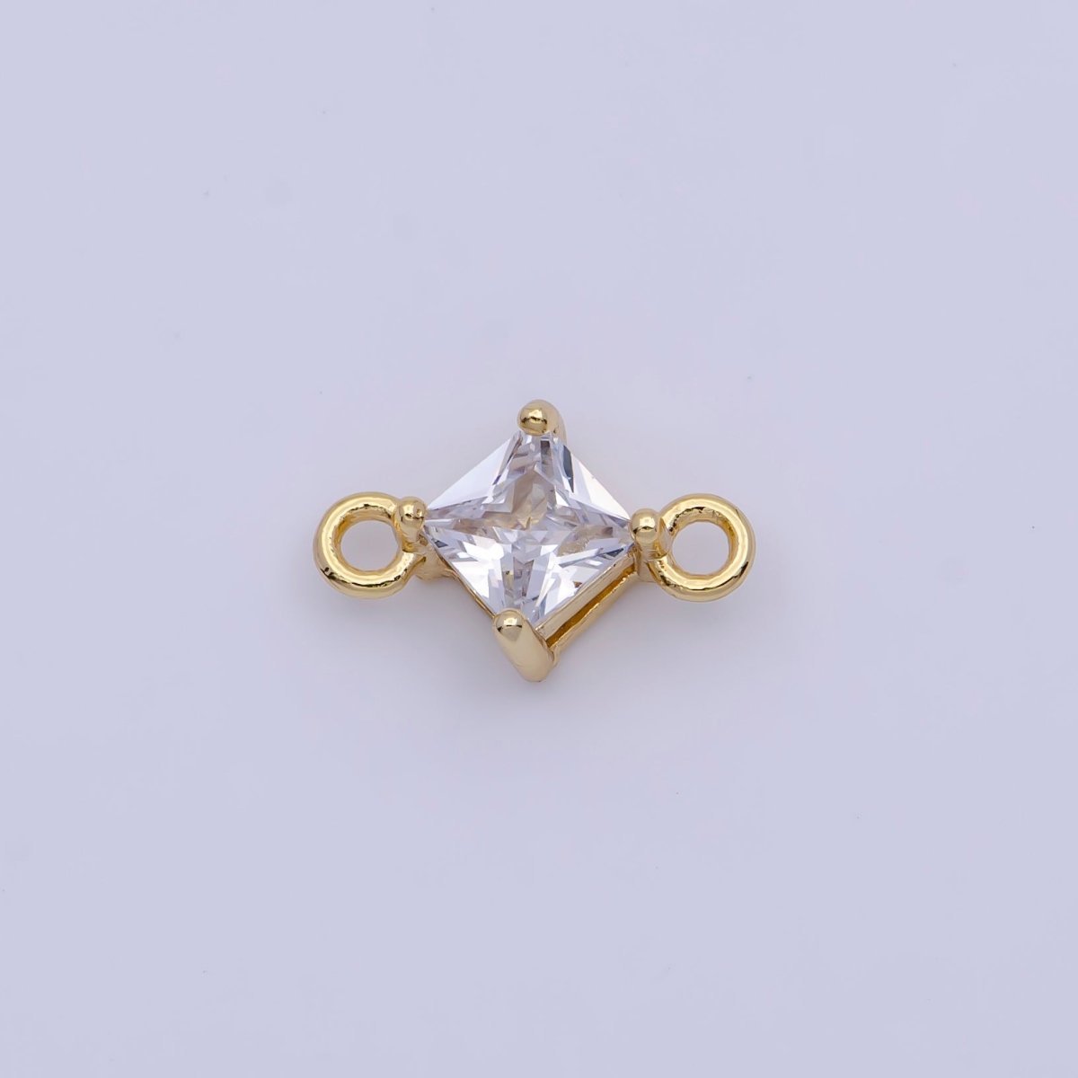 Mini Gold Rhombus CZ Charm Connector For Link Charm Connector | G-920 - DLUXCA